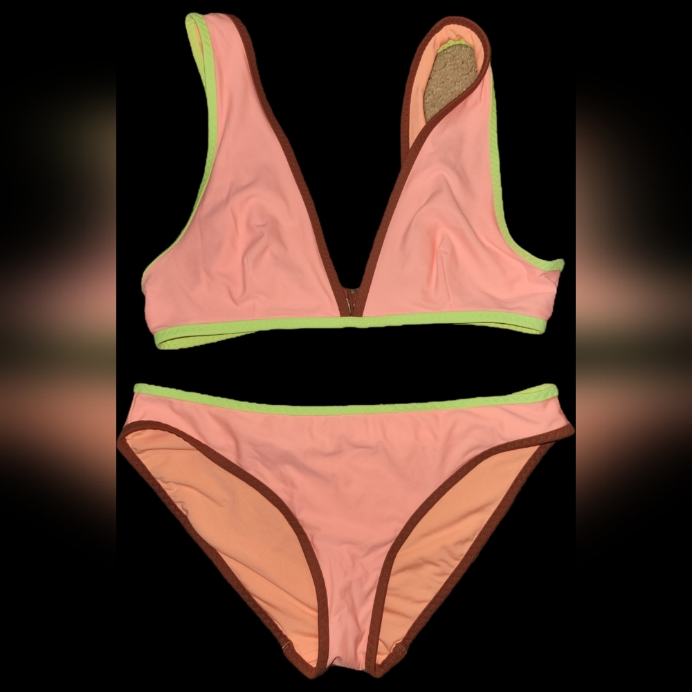 Aerie Peach and Lime Bikini Set Top L Bottom M